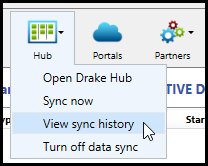 Hub > View sync history